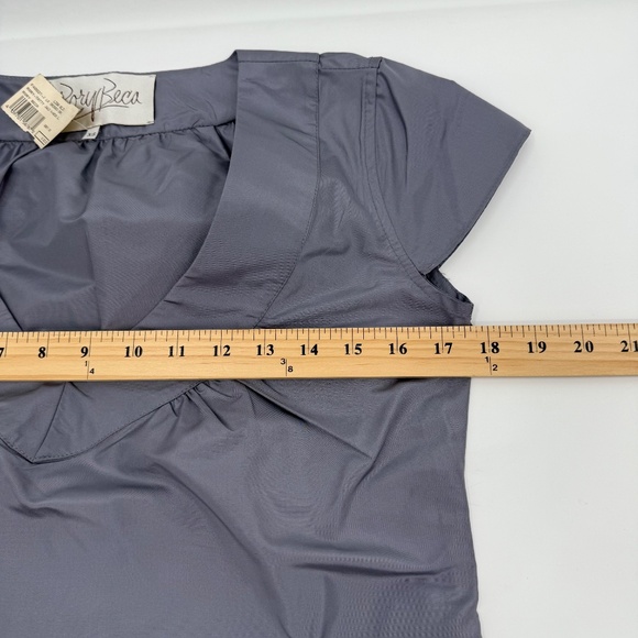 Rory Beca Dress Women XS NEW Gray Silk V Neck Short Cap Sleeves Mini Vintage - Picture 8 of 10